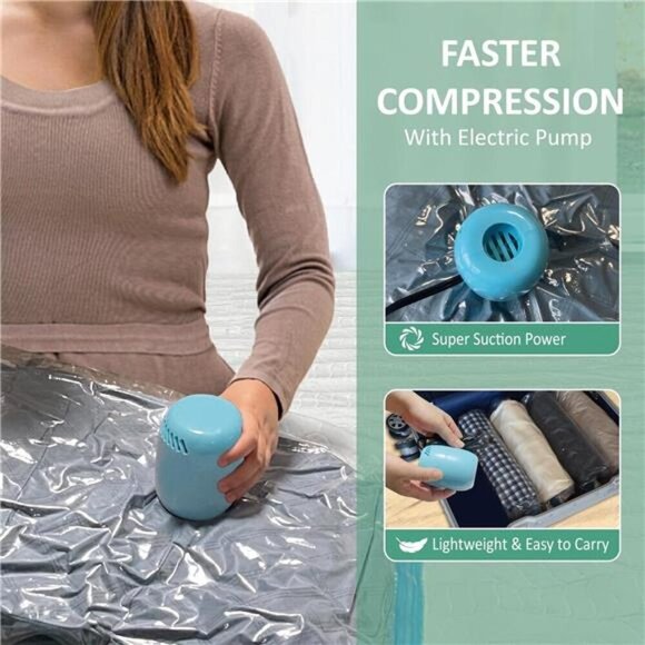 Vacuum Storage Bags with Electric Pump Space Saver for Clothes Blankets Bedding - Picture 3 of 8